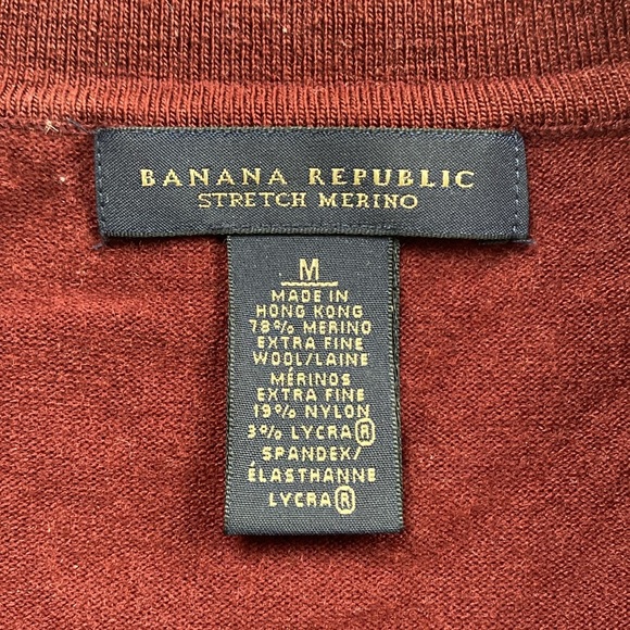 Banana Republic Stretch Merino Wool Blend Johnny Collar Long Sleeve Sweater Polo - Picture 14 of 16